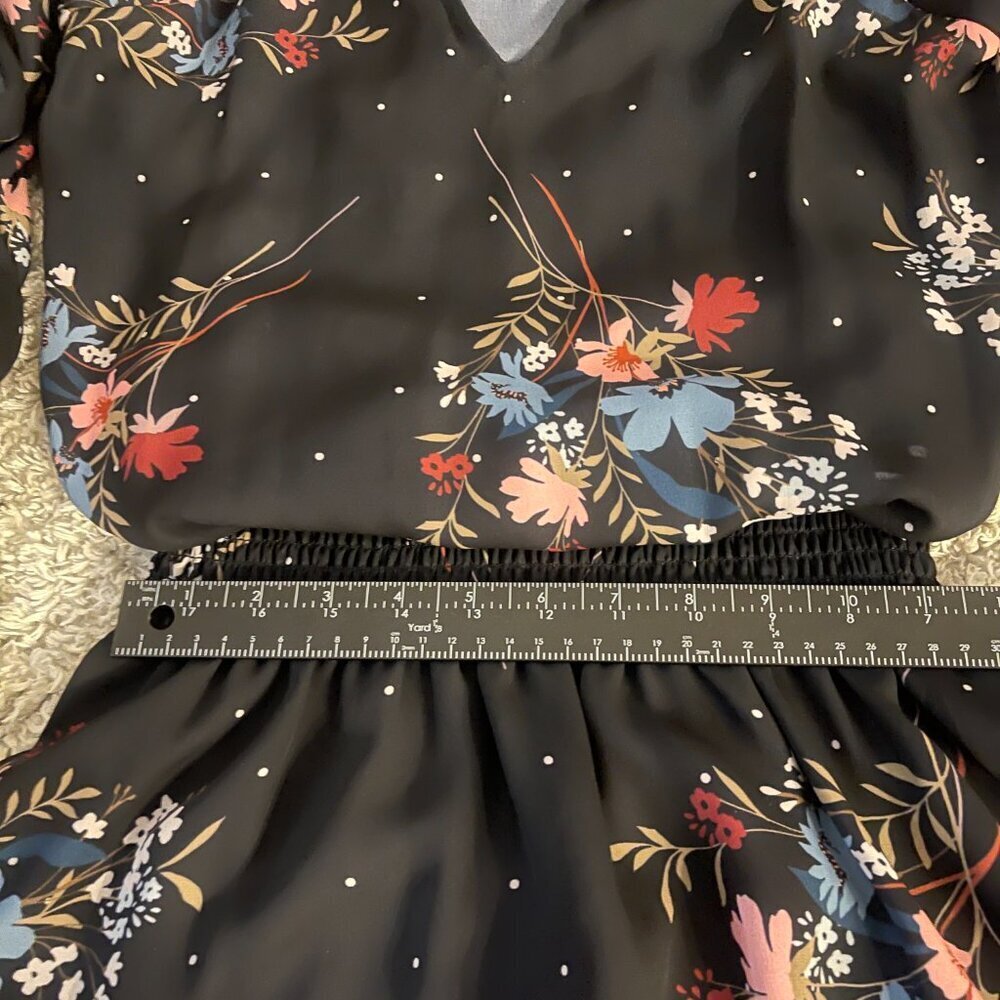 Parker Black Floral Chiffon Mini Dress XS NWOT - Picture 9 of 11